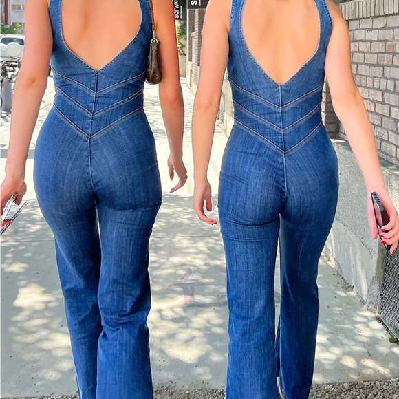 Denim Sleeveless Jumpsuit - Picture 6 of 7